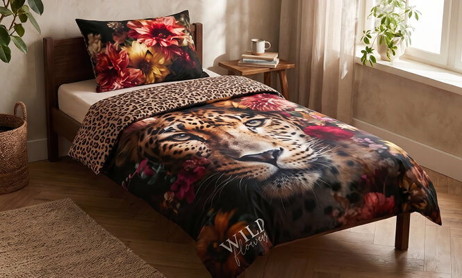 Bettwäsche Wild Flowers mit Leopard