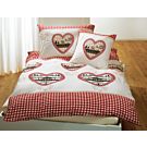 Bettwäsche mit Herzen im rot-weissem Karo-Design – Kissenbezug – 65x65 cm