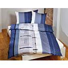 Bettwäsche mit schlichtem Muster und Streifen blau – Duvetbezug – 160x210 cm