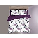 Bettwäsche mit floralem Muster in weiss und violett – Kissenbezug – 50x70 cm