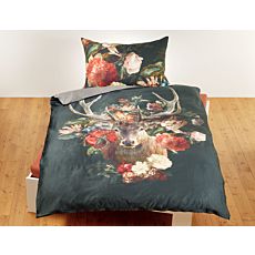 Bettwäsche mit Hirsch und schönem Blumenbouquet
