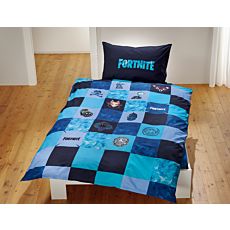 Bettwäsche zum Onlinespiel "Fortnite" in blau