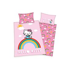 Bettwäsche mit "Hello Kitty" auf Regenbogen