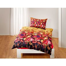 Bettwäsche mit roten und gelben Mohnblumen