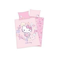 Bettwäsche Hello Kitty rosa mit Blumen