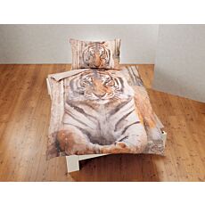 Bettwäsche mit Tiger-Motiv auf hellem Hintergrund