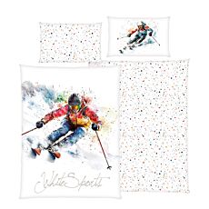 Bettwäsche White Sports mit Skifahrer