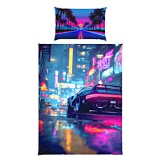 Renforcé-Bettwäsche im futuristischen Neon-Stil