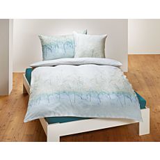 Bettwäsche mit zartem Blattmuster und hellem Farbverlauf – Kissenbezug – 50x70 cm