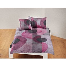 Bettwäsche in violett-anthrazit und stilvollem Kreismuster