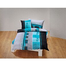 Bettwäsche mit Muster in Grün-Grau-Schwarz