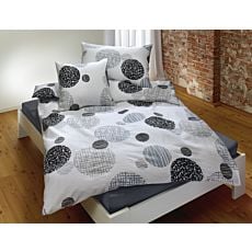 Bettwäsche weiss mit Kreisen in grau und schwarz – Duvetbezug – 200x210 cm
