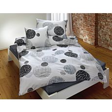 Bettwäsche weiss mit Kreisen in grau und schwarz – Duvetbezug – 240x240 cm