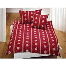 Bettwäsche in rot im Edelweiss-Design