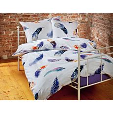 Bettwäsche in Weiss mit buntem Federprint – Kissenbezug – 65x65 cm
