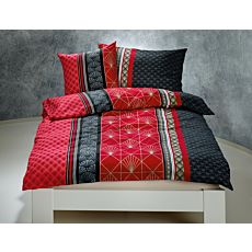 Bettwäsche gemusterte Streifen schwarz-rot – Kissenbezug – 65x100 cm