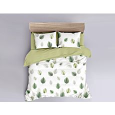 Bettwäsche in weiss/grün mit Blattmuster – Kissenbezug – 65x65 cm