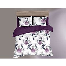 Bettwäsche mit floralem Muster in weiss und violett – Duvetbezug – 160x210 cm