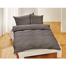 Bio-Satin-Bettwäsche uni gestreift