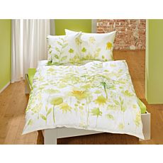 Bettwäsche mit Blumenmuster in grün-gelben Farbtönen – Kissenbezug – 65x65 cm