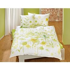 Bettwäsche mit Blumenmuster in grün-gelben Farbtönen – Duvetbezug – 160x210 cm