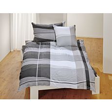Bettwäsche mit Streifenmuster in Weiss- und Grautönen – Duvetbezug – 160x240 cm