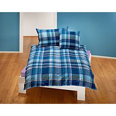 Bettwäsche blau-anthrazit kariert