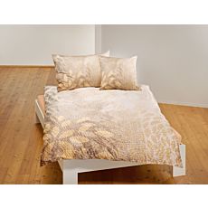 Bettwäsche mit Blätter- und Baumrindenprint in herbstlichen Farben – Duvetbezug – 200x210 cm