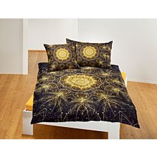 Bettwäsche schwarz mit Mandala im Feuerwerklook