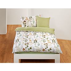 Bettwäsche weiss mit grünen und braunen Blättern – Kissenbezug – 50x70 cm
