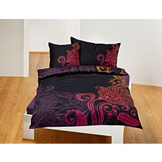 Bettwäsche schwarz mit leuchtenden Mandalas