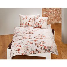 Bettwäsche mit Blätterprint in Erdtönen – Duvetbezug – 160x210 cm