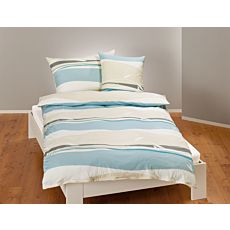 Bettwäsche mit Wellenmuster und zartem Blätterprint – Duvetbezug – 160x210 cm