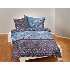 Bettwäsche mit Blütenmuster, Schwan und schönem Fächermuster – Kissenbezug – 65x65 cm
