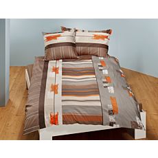 Bettwäsche in anthrazit-rost farbenem Streifenmix – Kissenbezug – 50x70 cm