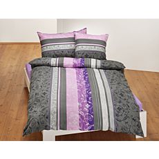 Bettwäsche gestreift mit floralem Muster – Kissenbezug – 50x70 cm