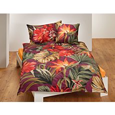 Bettwäsche mit modernem Blumen- und Blättermix – Kissenbezug – 50x70 cm