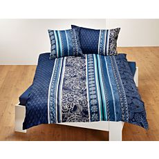 Bettwäsche mit Streifenmix und floralem Muster – Kissenbezug – 50x70 cm