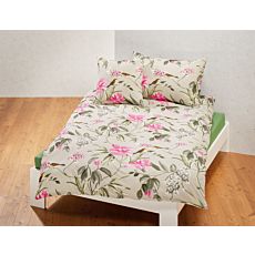 Bettwäsche mit frischem Blumenmuster auf grünem Untergrund – Kissenbezug – 50x70 cm