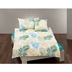 Bettwäsche mit grünen Palmenblättern