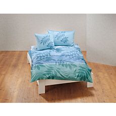 Bettwäsche mit Blättermotiv blau-grün