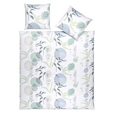 Bettwäsche mit zarten Pflanzen in Pastellfarben