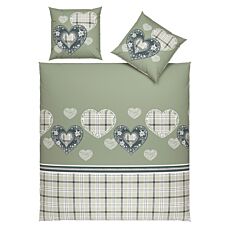 Bettwäsche mit Herzmotiven und rustikalem Karo-Design