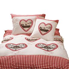 Bettwäsche mit Herzen im rot-weissem Karo-Design