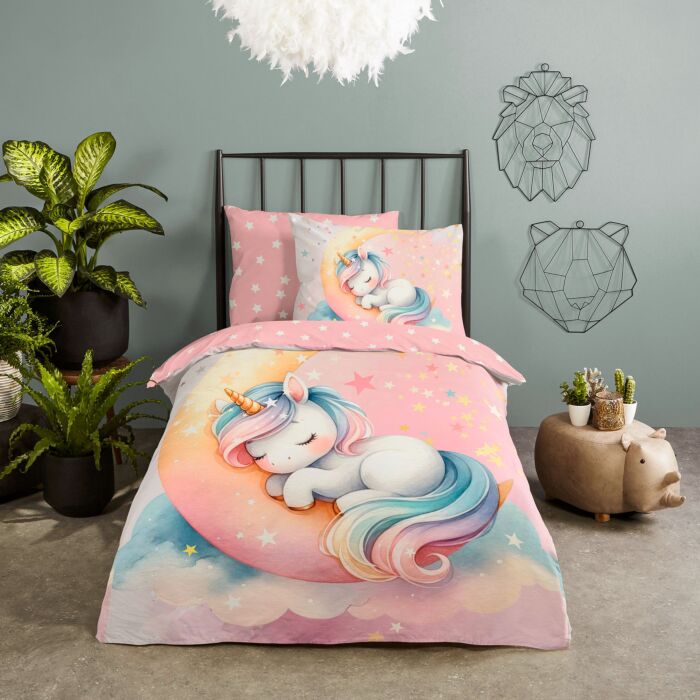 Bettwäsche mit magischem Einhorn & Mond