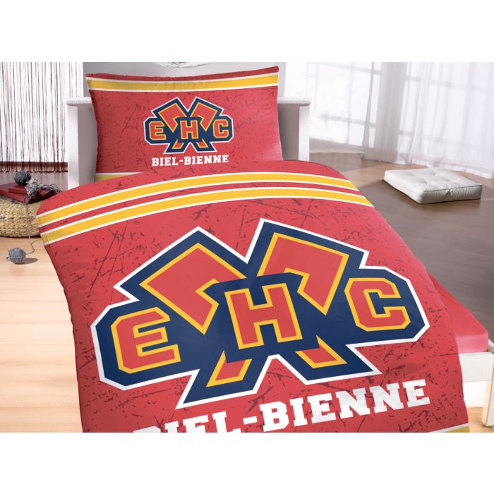 EHC Biel-Bienne Bettwäsche rot mit Logo