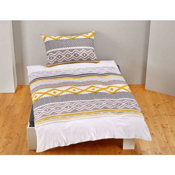 Bettwäsche mit Inka-Musterung gold-grau main product photo