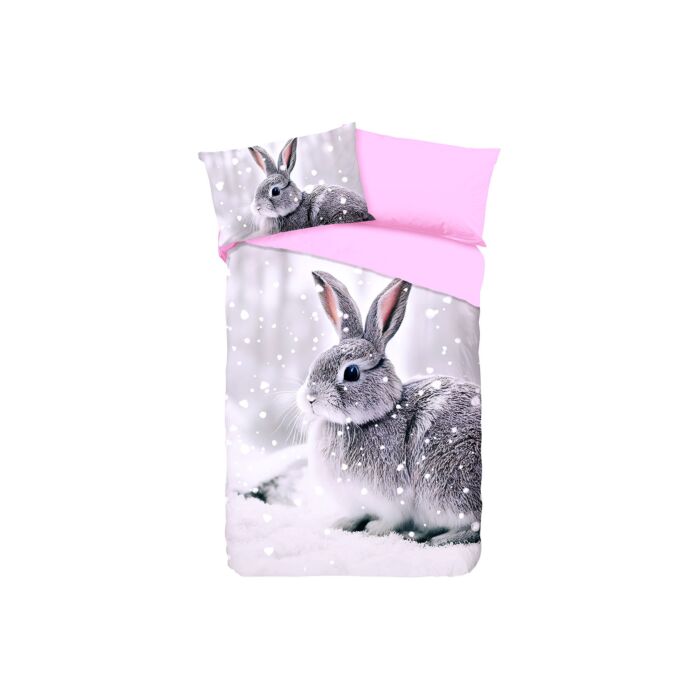 Bettwäsche mit niedlichem Häschen im Schnee main product photo