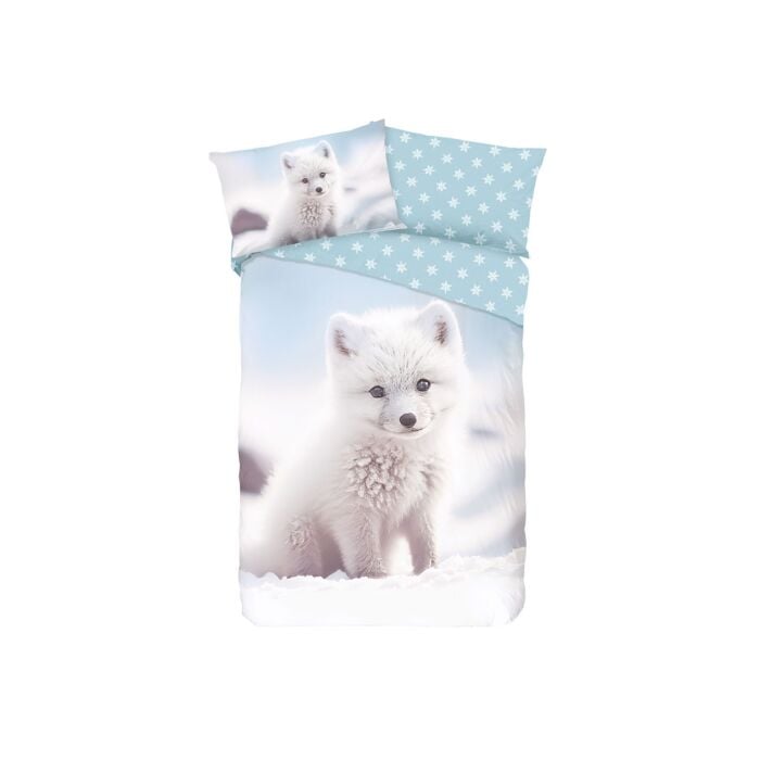 Bettwäsche mit süssen Polarfüchsen und Schneeflocken main product photo