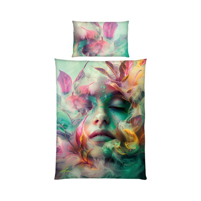 Bettwäsche Face of Nature bunt mit Blättern main product photo